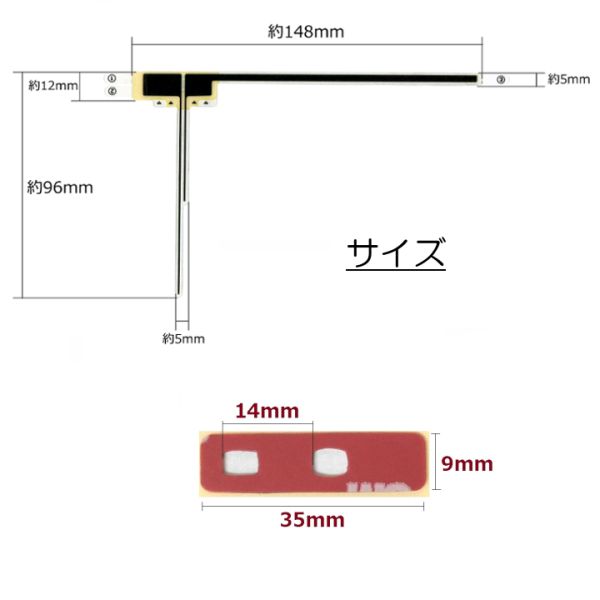 AVIC-RW303III AVIC-RZ303III カロッツェリア 楽ナビ フィルムアンテナ 両面テープ セット 互換品 テレビアンテナ カーナビ ワンセグ